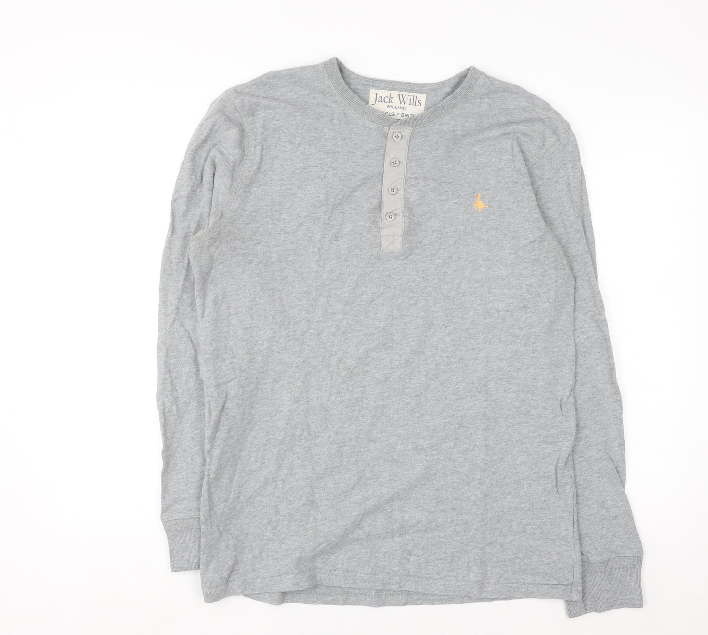 Jack Wills Men’s Grey Henley Sweatshirt Cotton Size M
