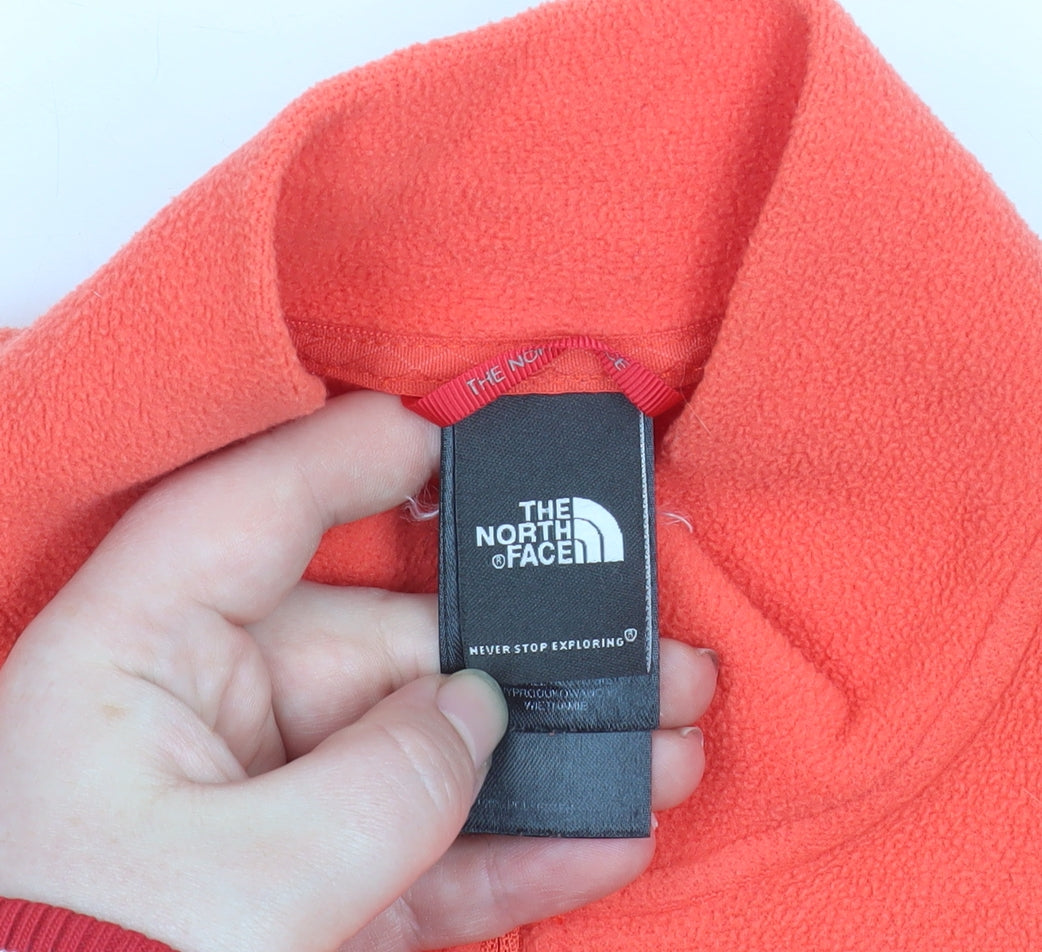The North Face Womens Orange Fleece 1/2 Zip Pullover Jacket M