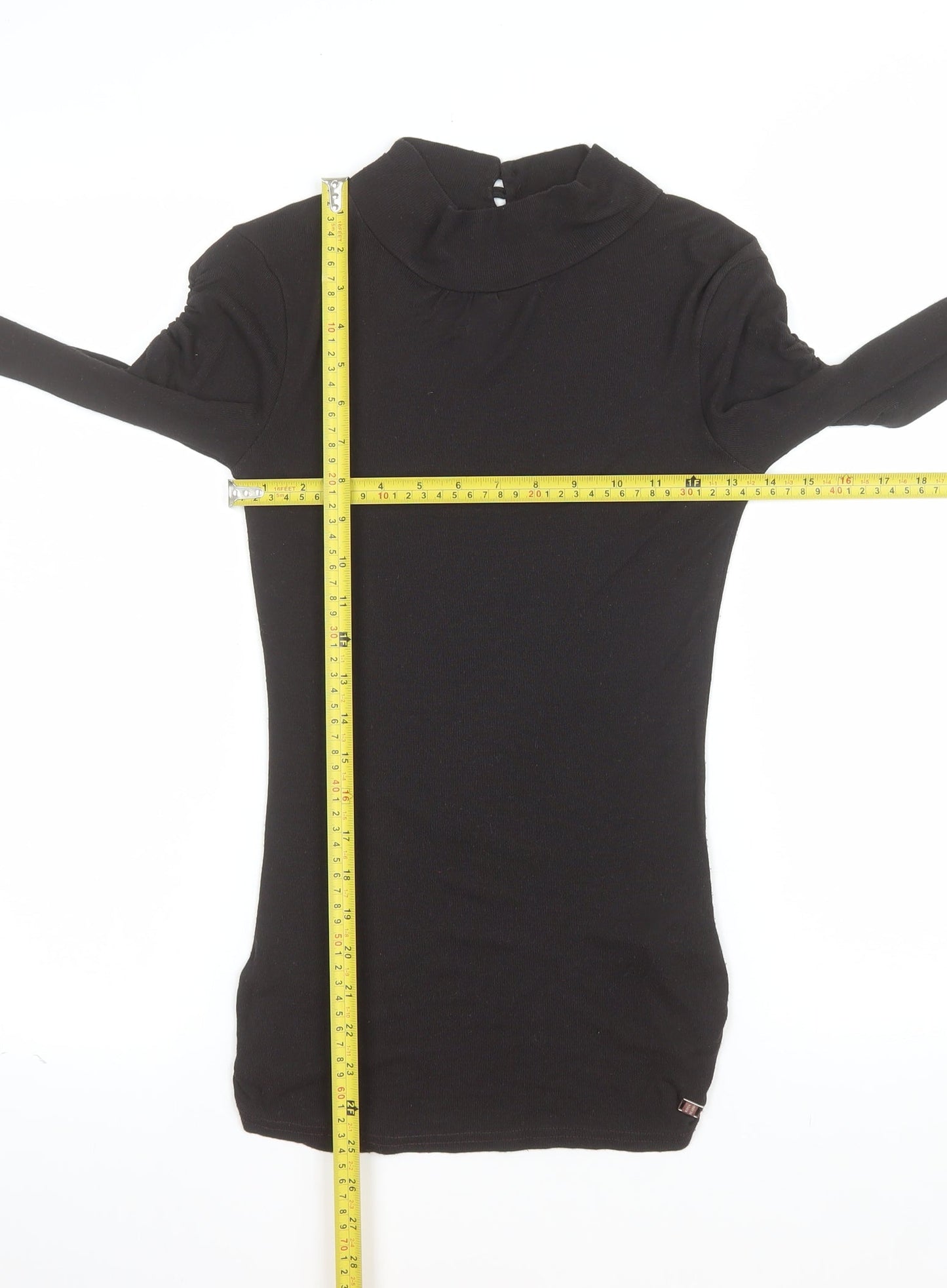 River Island Womens Black Roll Neck Long Sleeve Viscose Blouse Size 12