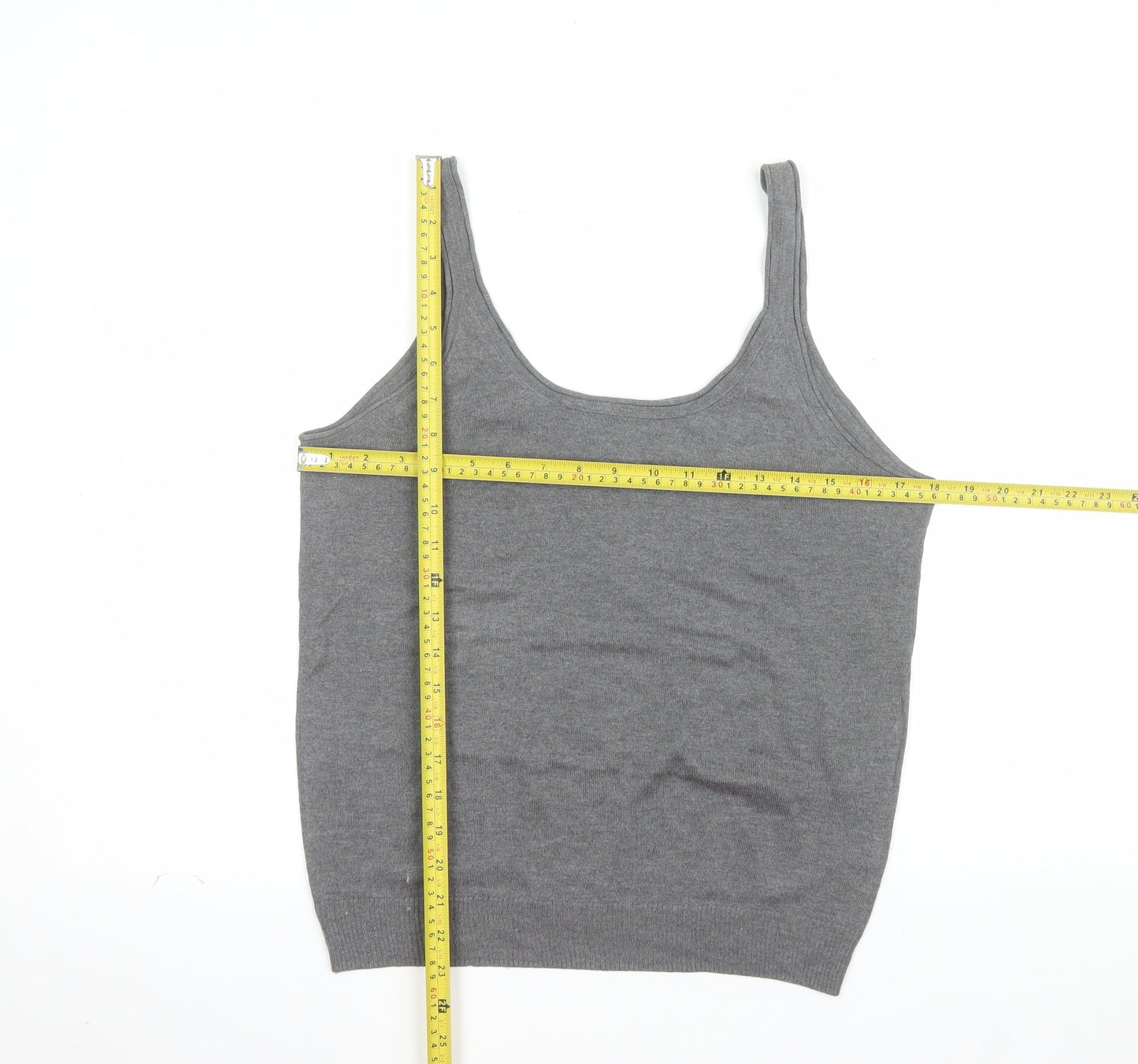 Massimo Dutti Women Grey Silk Cashmere Tank Top XL