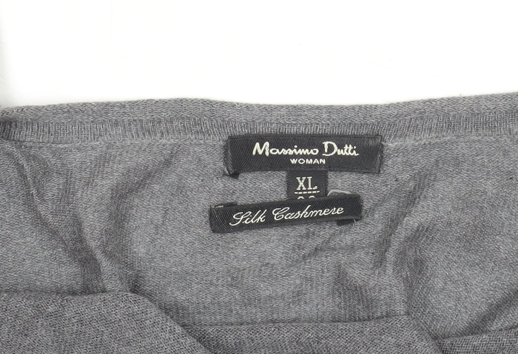 Massimo Dutti Women Grey Silk Cashmere Tank Top XL