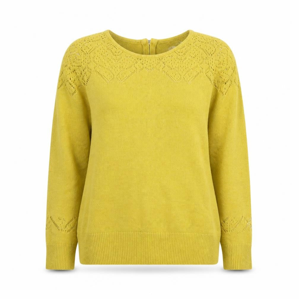 Oasis Women Yellow Knit Cotton Viscose Jumper S Crew Neck