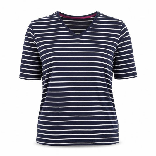 Joules Women’s Blue Striped V-Neck T-Shirt Size 10