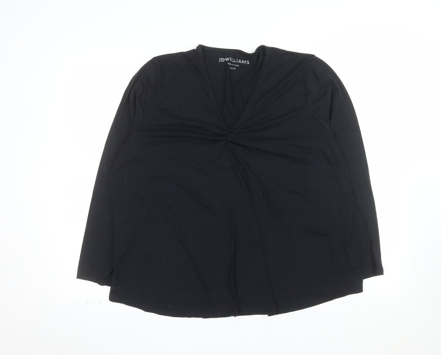 JD Williams Women's Black Long Sleeve V-Neck Tunic Blouse Size 22