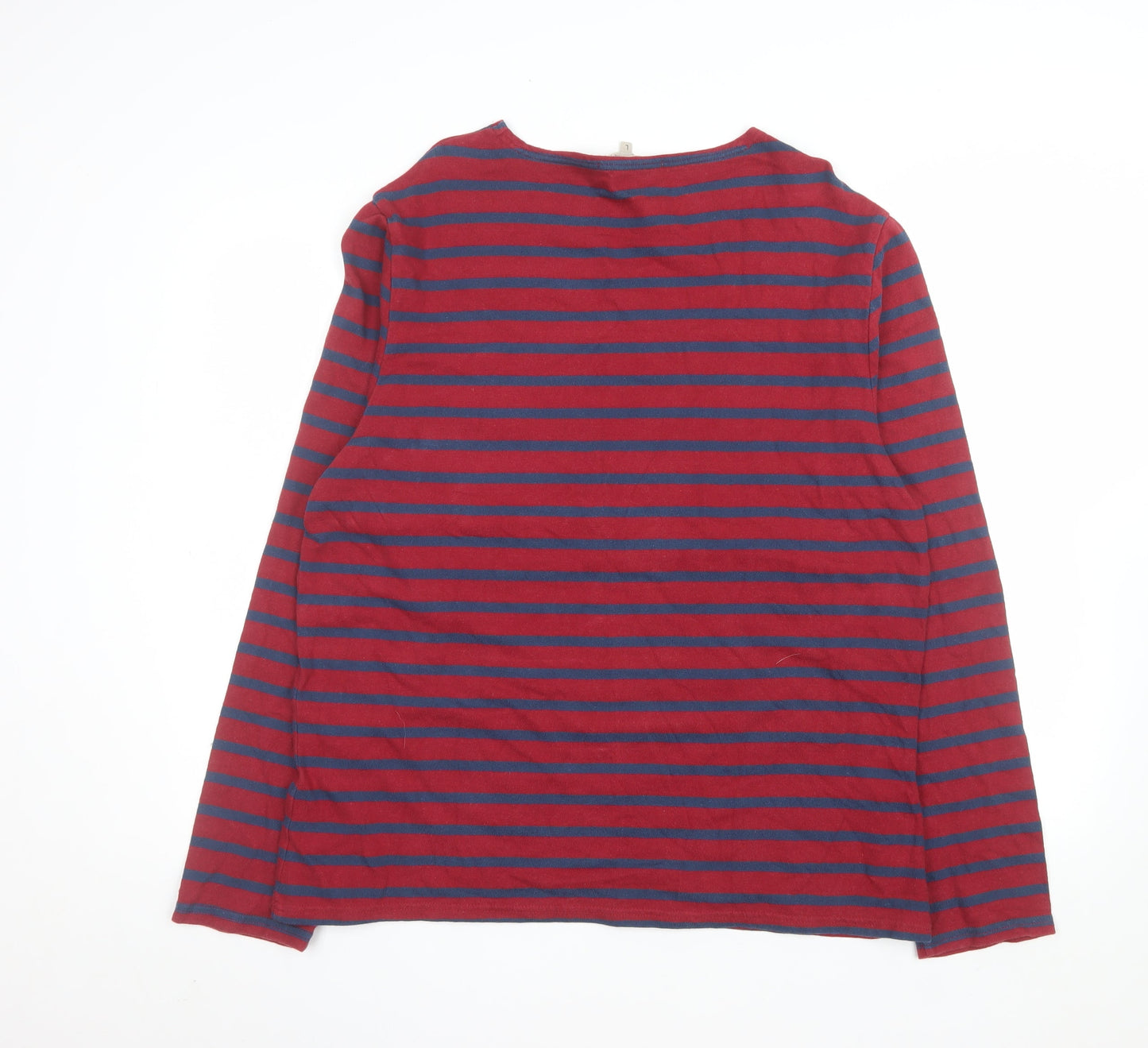 Seasalt Cornwall Men's Red Navy Striped Cotton Sailor Shirt L