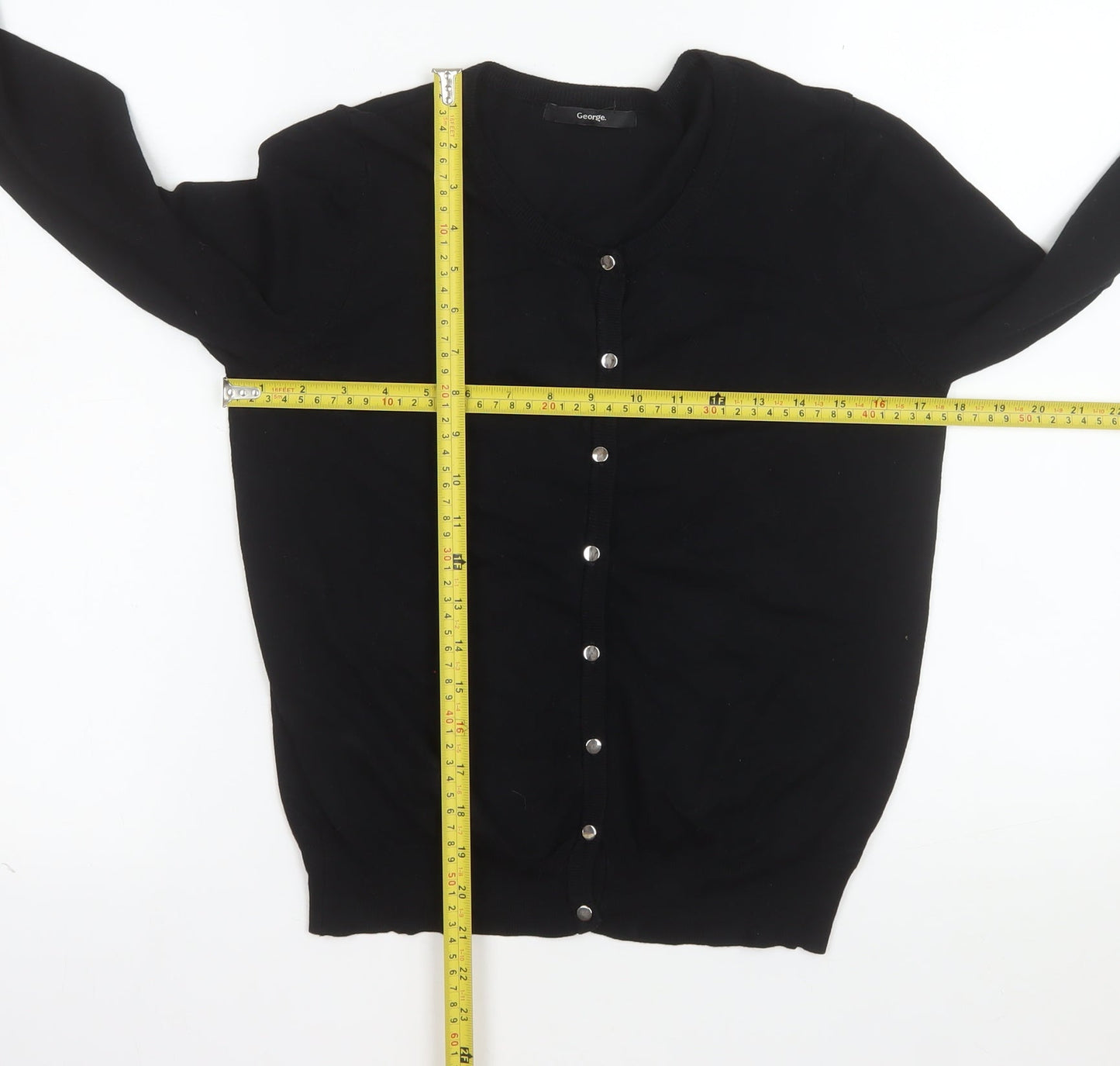 George Women's Black V-Neck Button Cardigan Size 12 Long Sleeve Knit