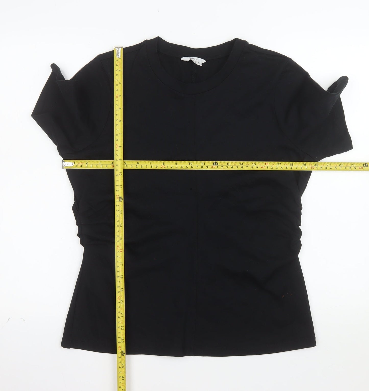 Marks and Spencer Womens Black Cotton T-Shirt Size 14