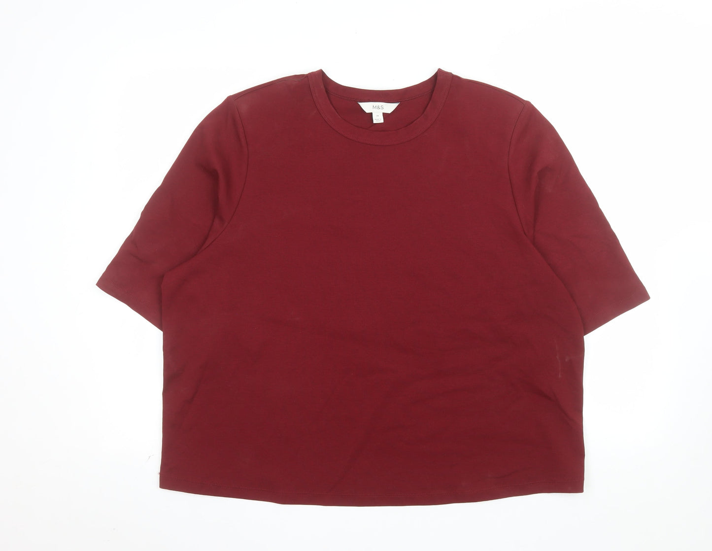 Marks and Spencer Women's Red Short Sleeve Cotton T-Shirt Size 20