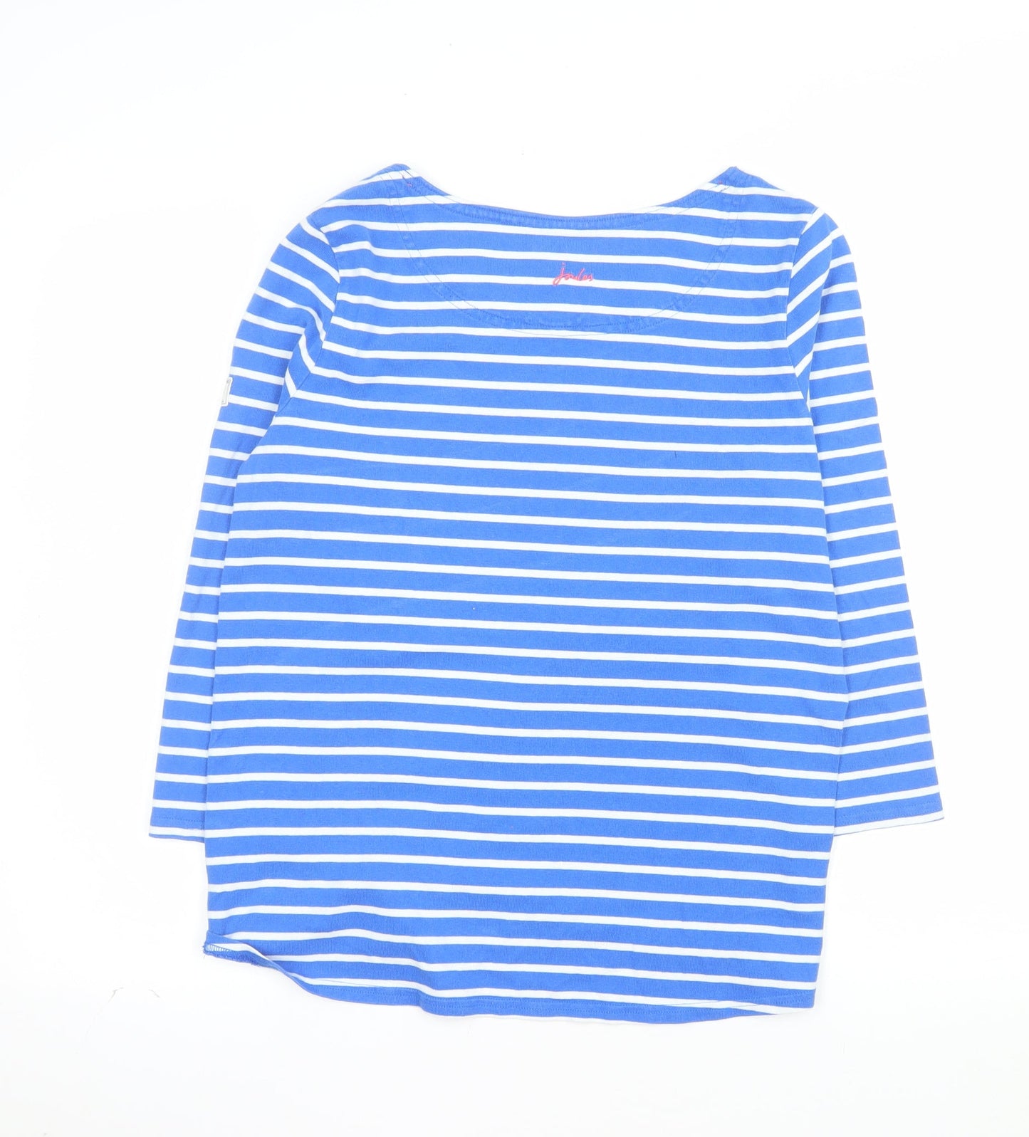 Joules Womens Blue Striped 3/4 Sleeve Cotton Breton Top Size 16