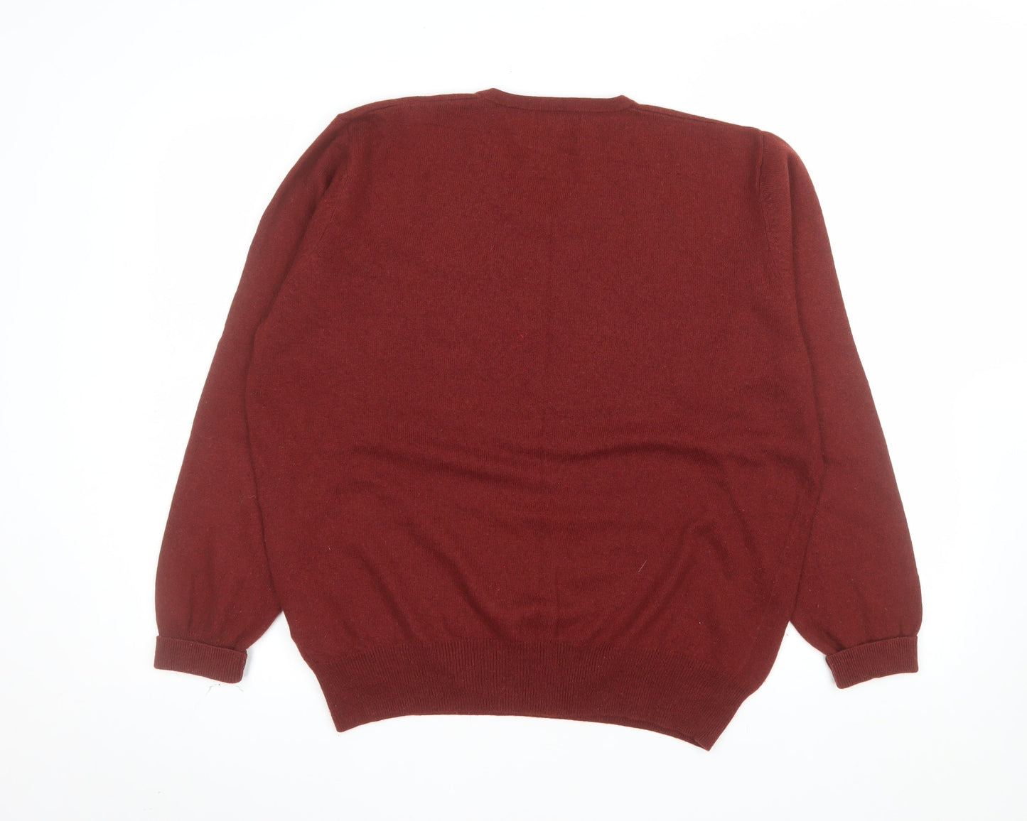 Marks and Spencer Men’s Red Wool Cashmere V-Neck Jumper Size L