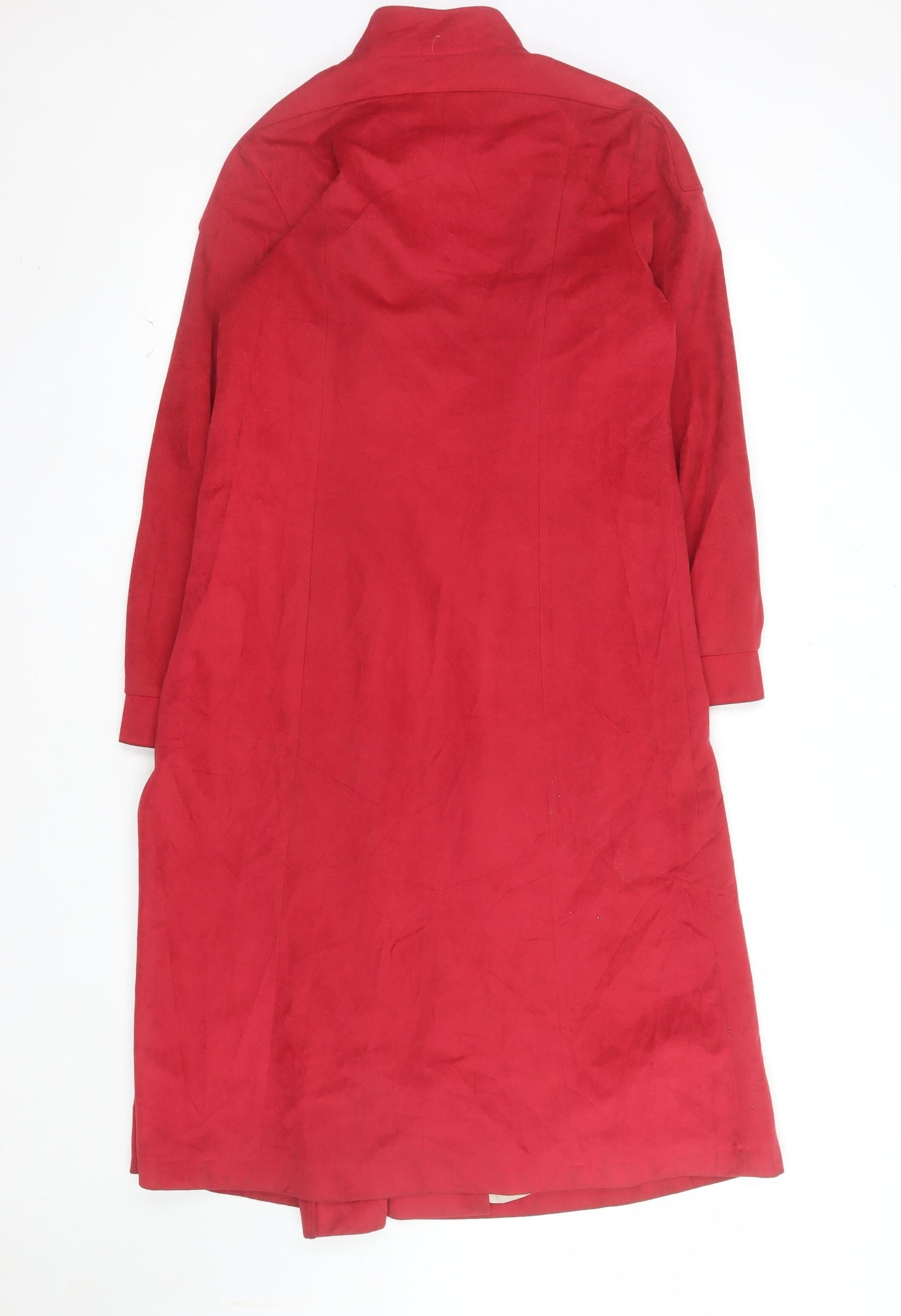 Croydon Womens Red Suede Long Trench Coat Size 10 Classic Style