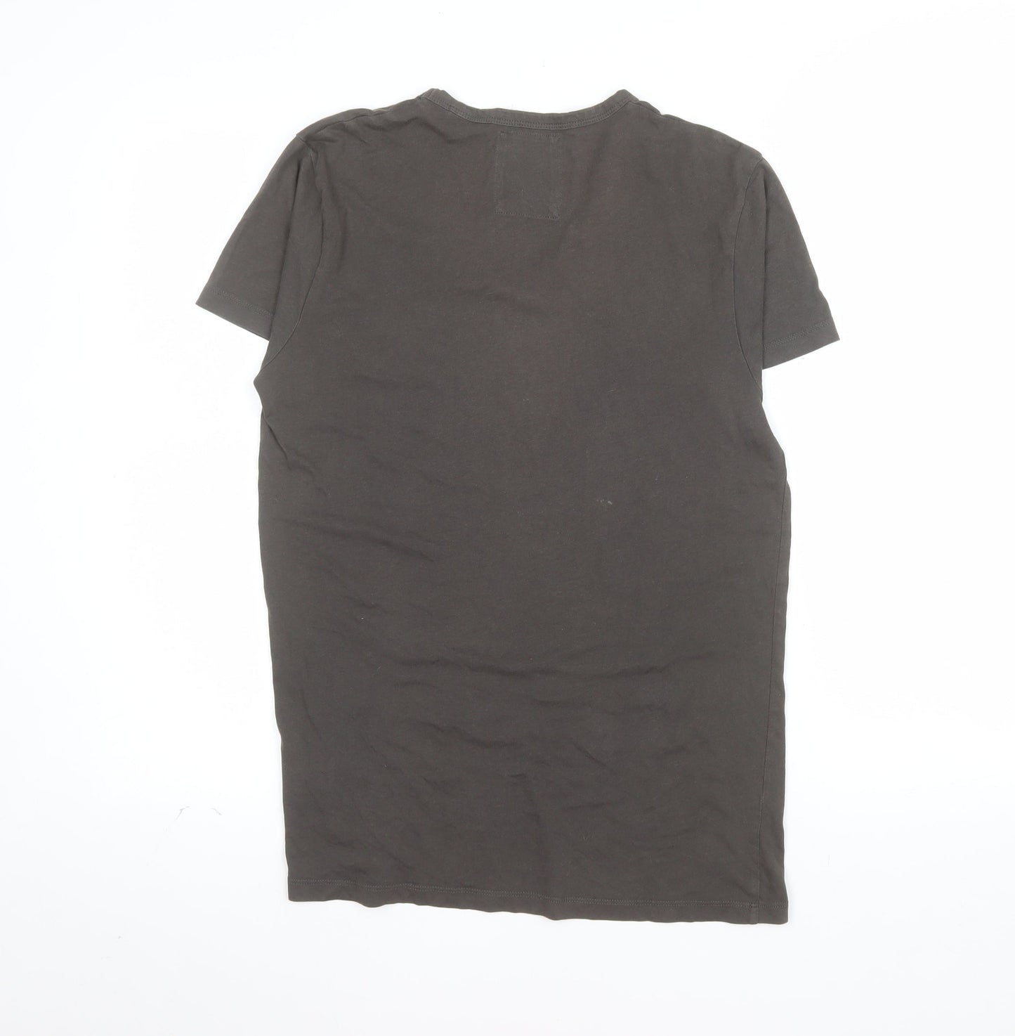 Cedar Wood State Men's Brown Skull Graphic V-Neck T-Shirt Size S