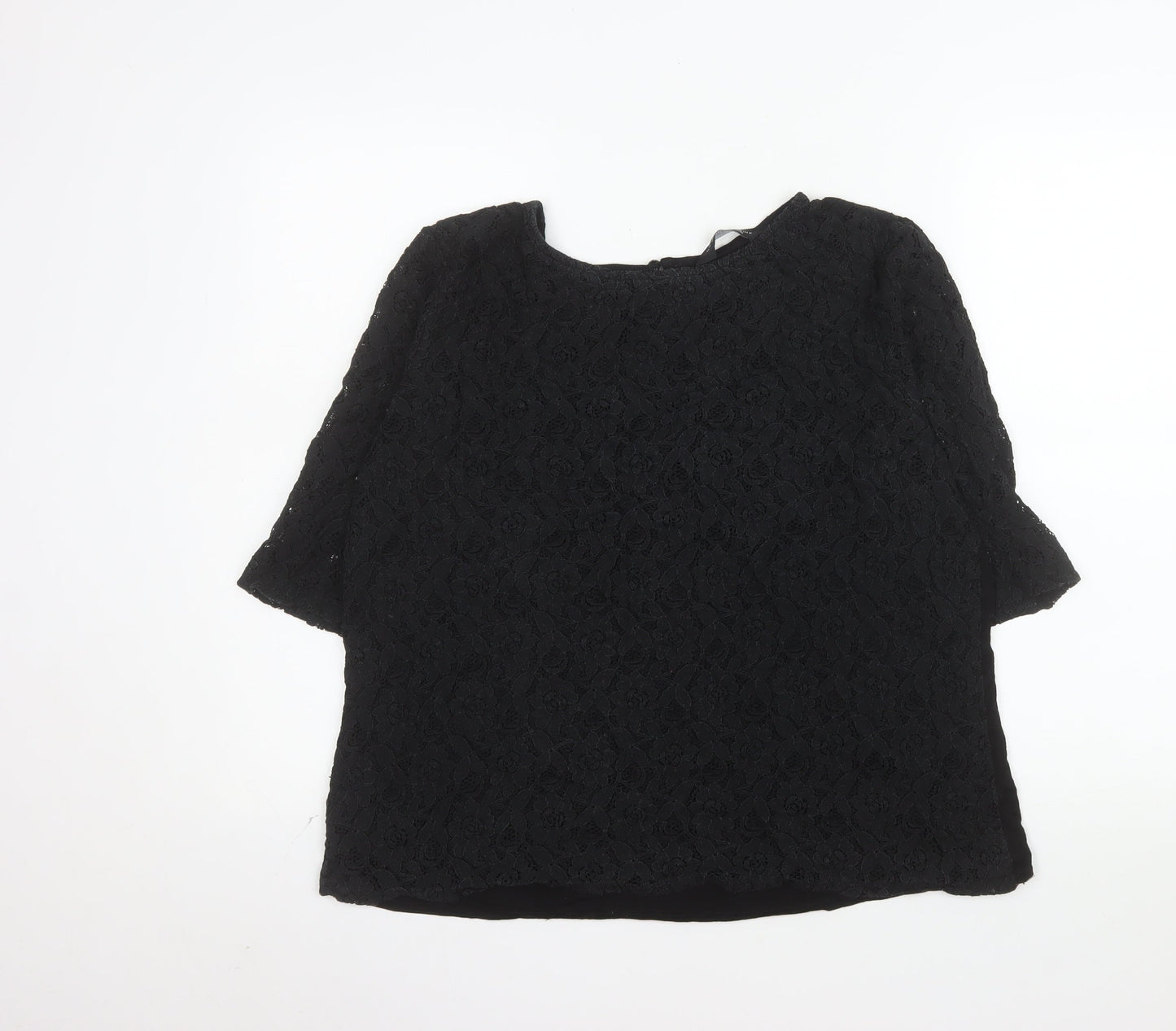 Dorothy Perkins Women's Black Lace 3/4 Sleeve Blouse Size 20