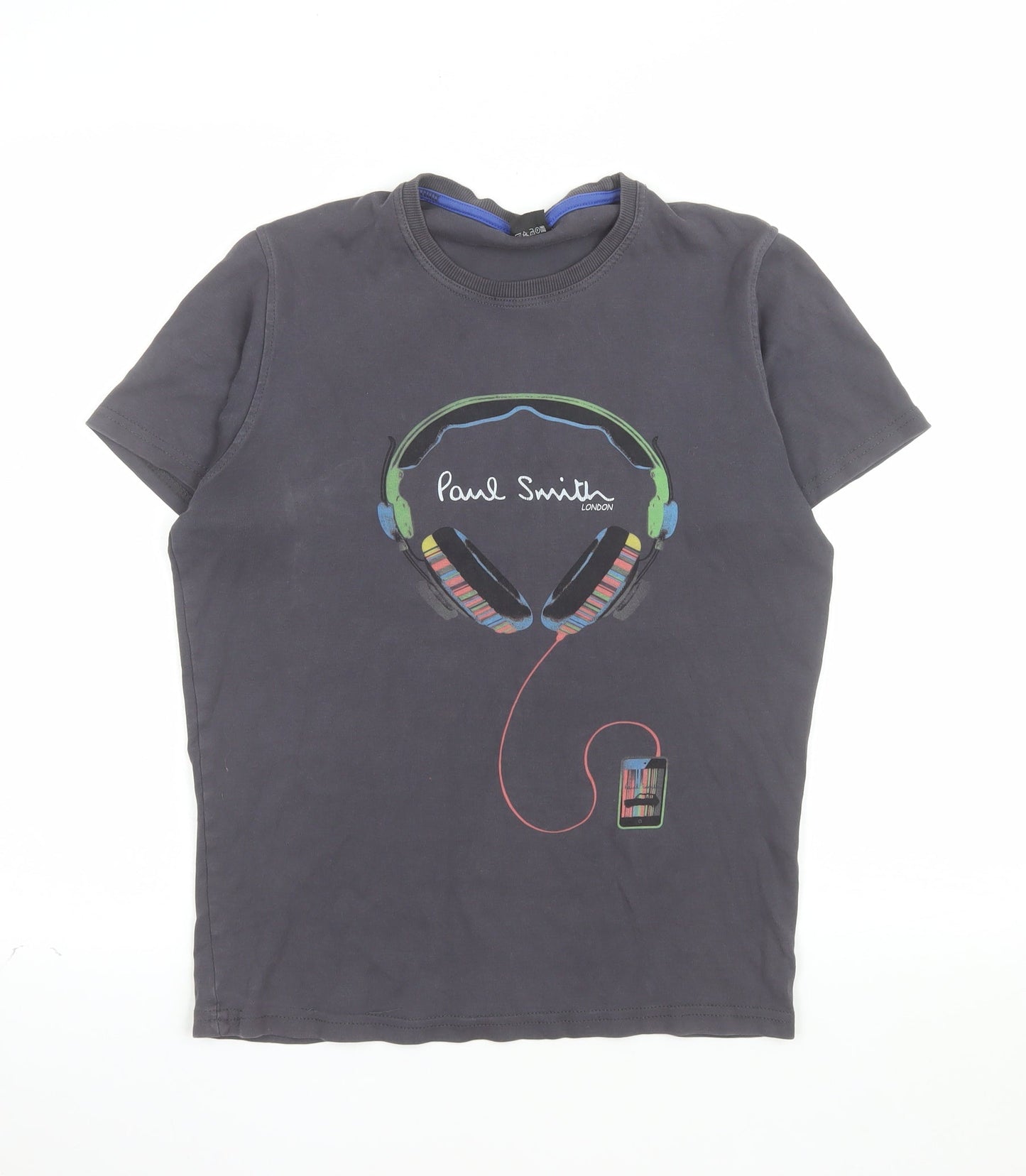 Paul Smith Men's Black Music Headphones Graphic Cotton T-Shirt Size S