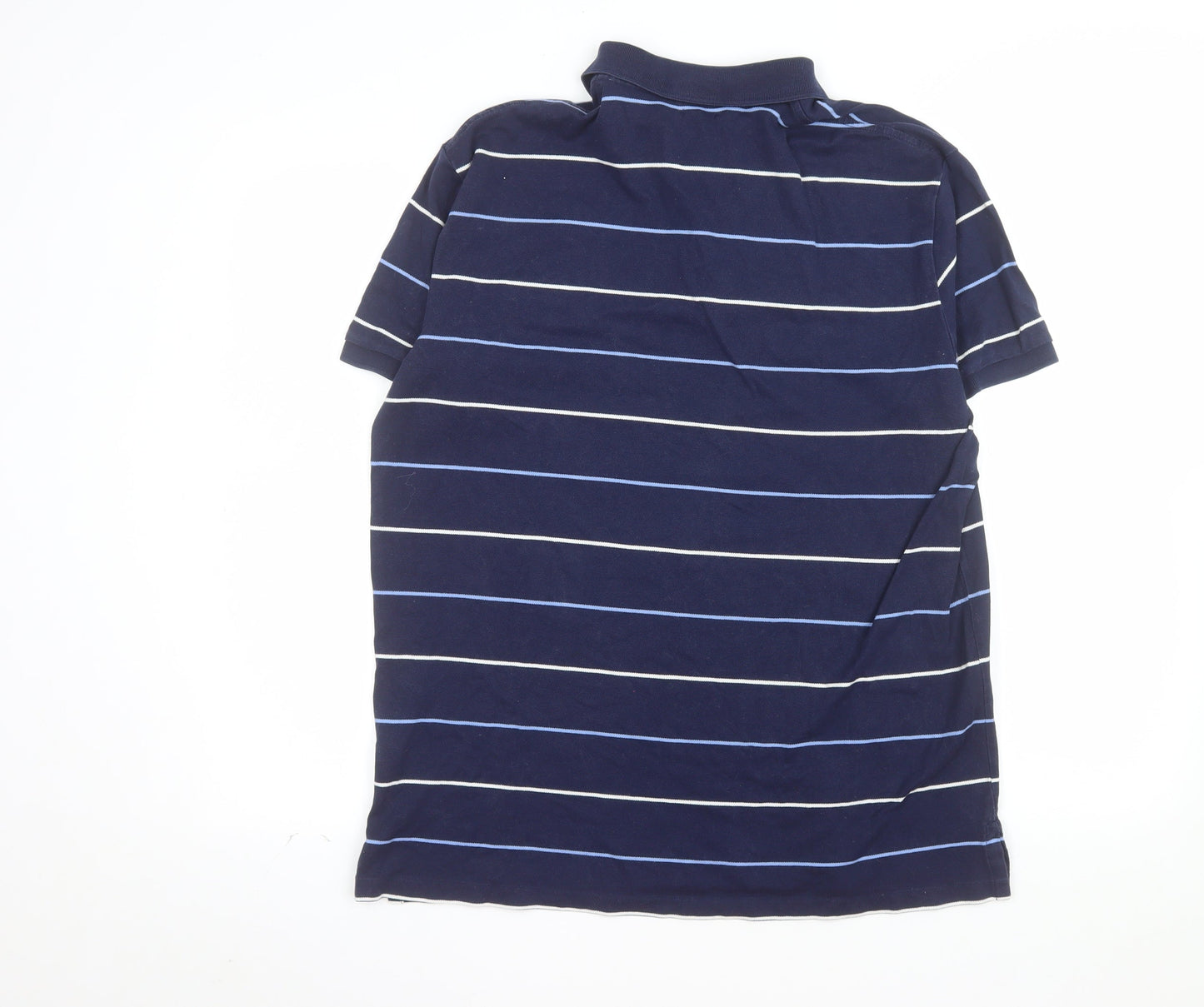 Ralph Lauren Men's Navy Blue Striped Slim Fit Polo Shirt Size L