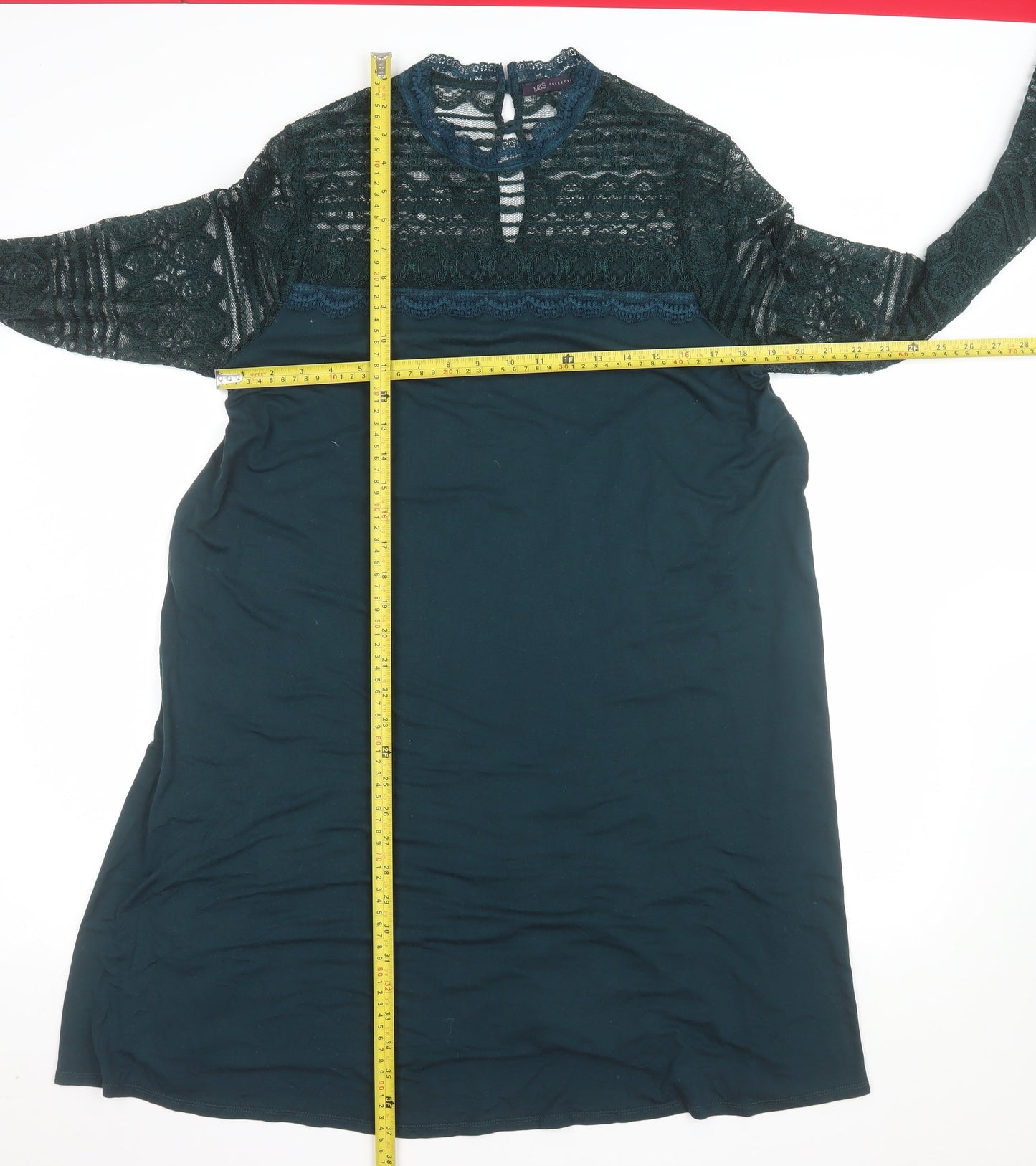 Marks and Spencer Women’s Green Lace Shift Dress Size 16