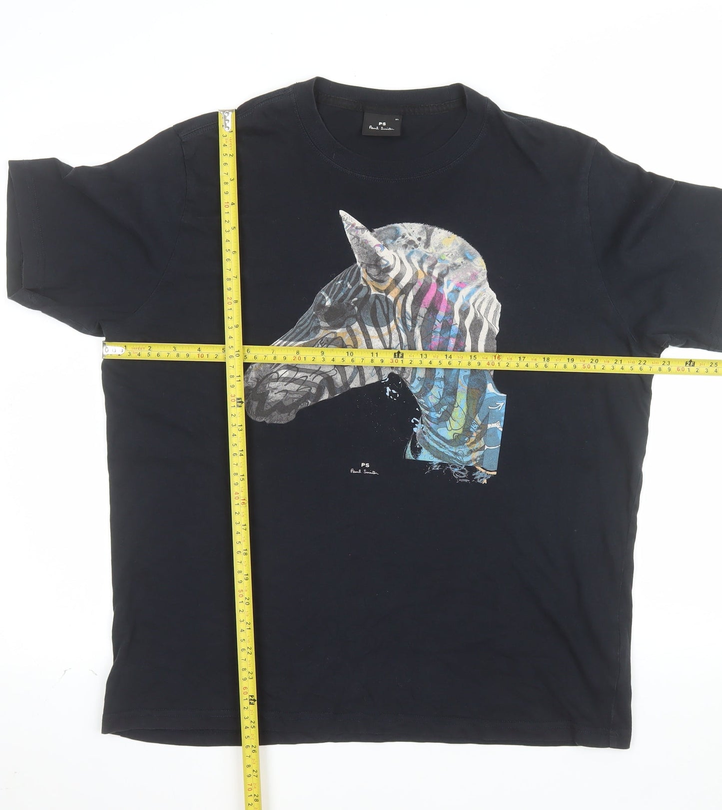 Paul Smith PS Men's Black XL Graphic Zebra Print Cotton T-Shirt