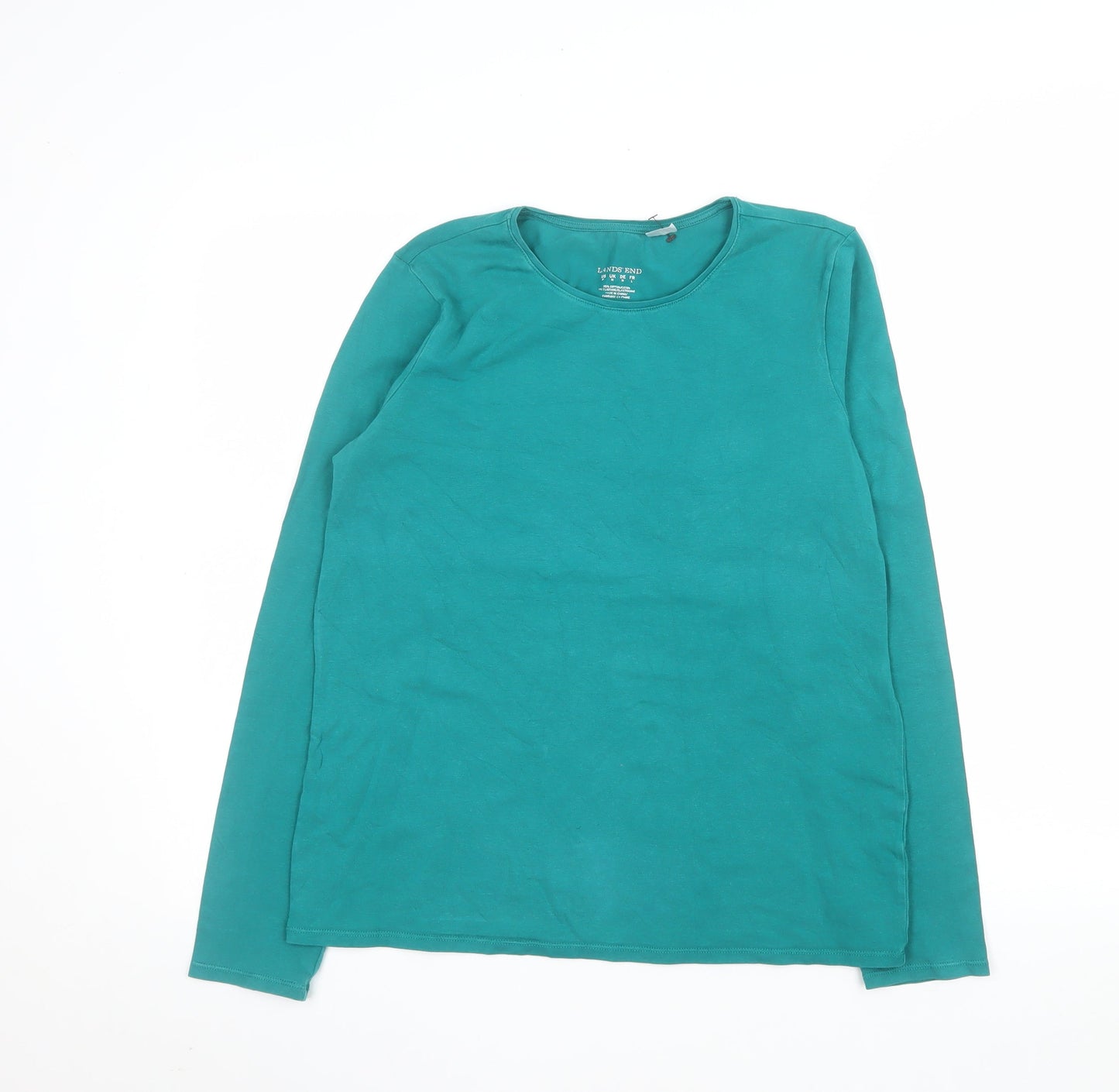 Lands' End Women's Green Long Sleeve Cotton Stretch T-Shirt Size M