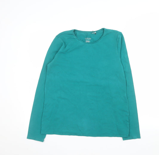 Lands' End Women's Green Long Sleeve Cotton Stretch T-Shirt Size M