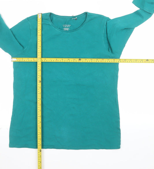 Lands' End Women's Green Long Sleeve Cotton Stretch T-Shirt Size M