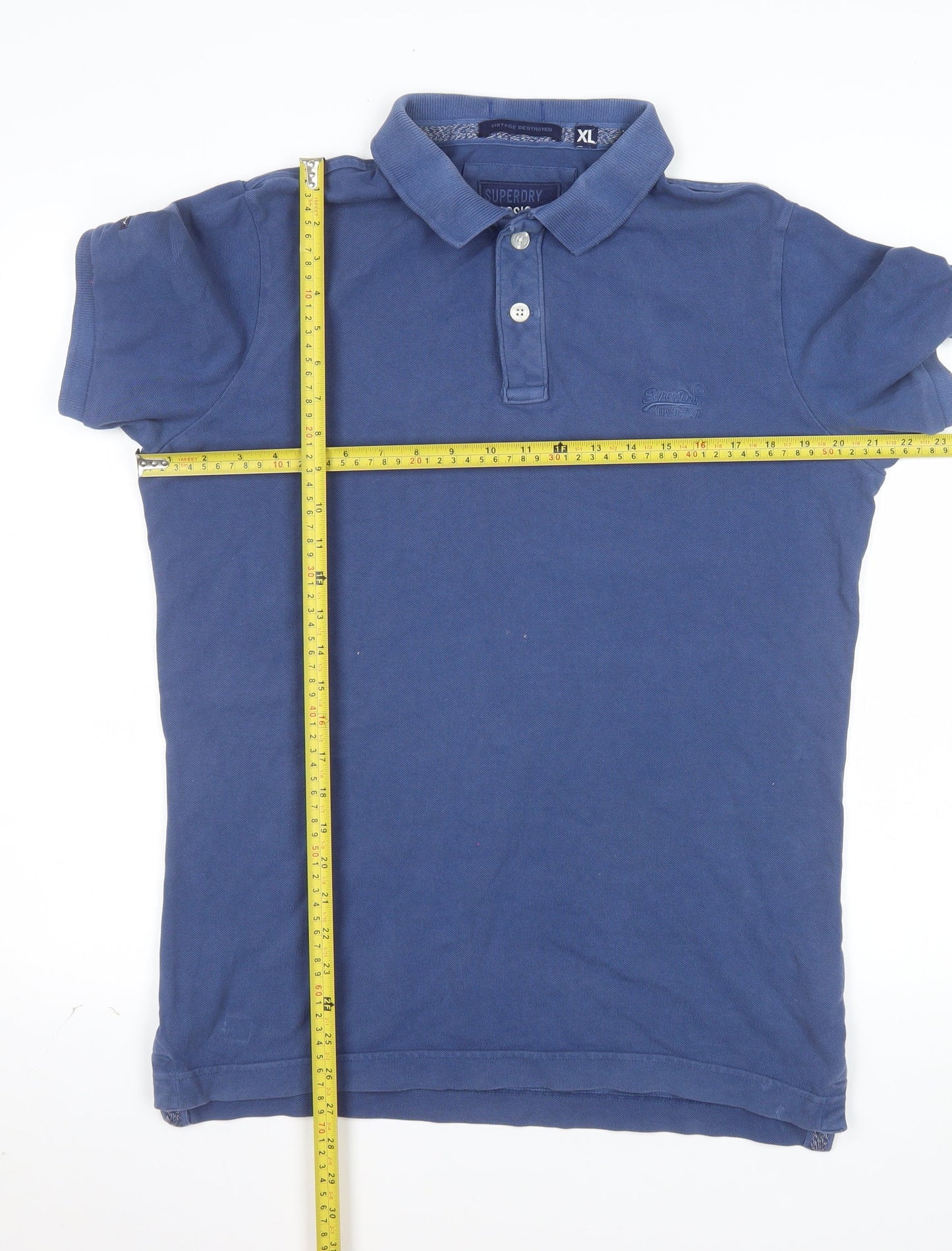 Superdry Men's Blue Classic Pique Polo Shirt XL Cotton