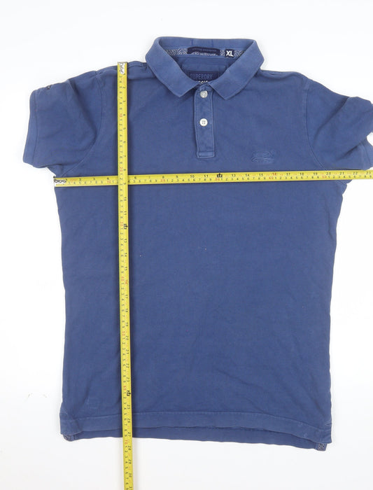 Superdry Men's Blue Classic Pique Polo Shirt XL Cotton