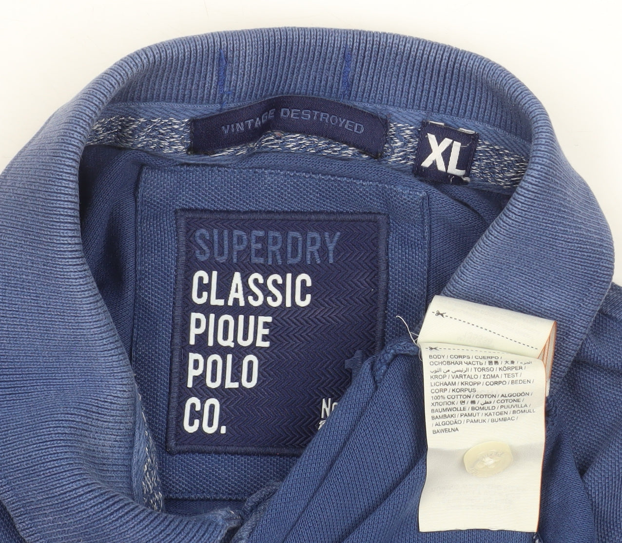 Superdry Men's Blue Classic Pique Polo Shirt XL Cotton