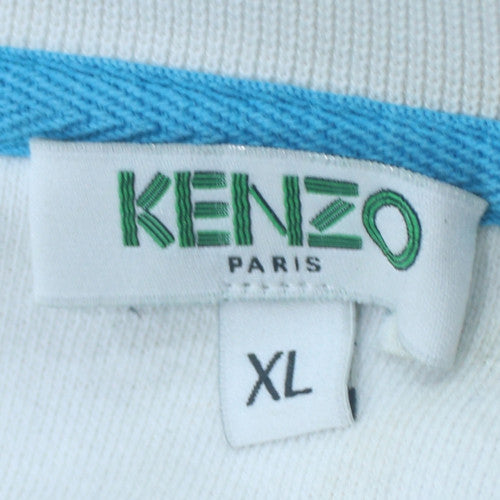 Kenzo Paris Womens White XL Pullover Sweatshirt Tiger Embroidered Cotton