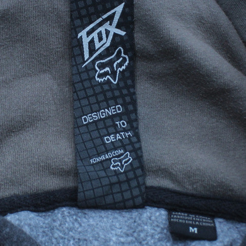 Fox Men's Grey Full Zip Hoodie M Fleece Cotton Polyester