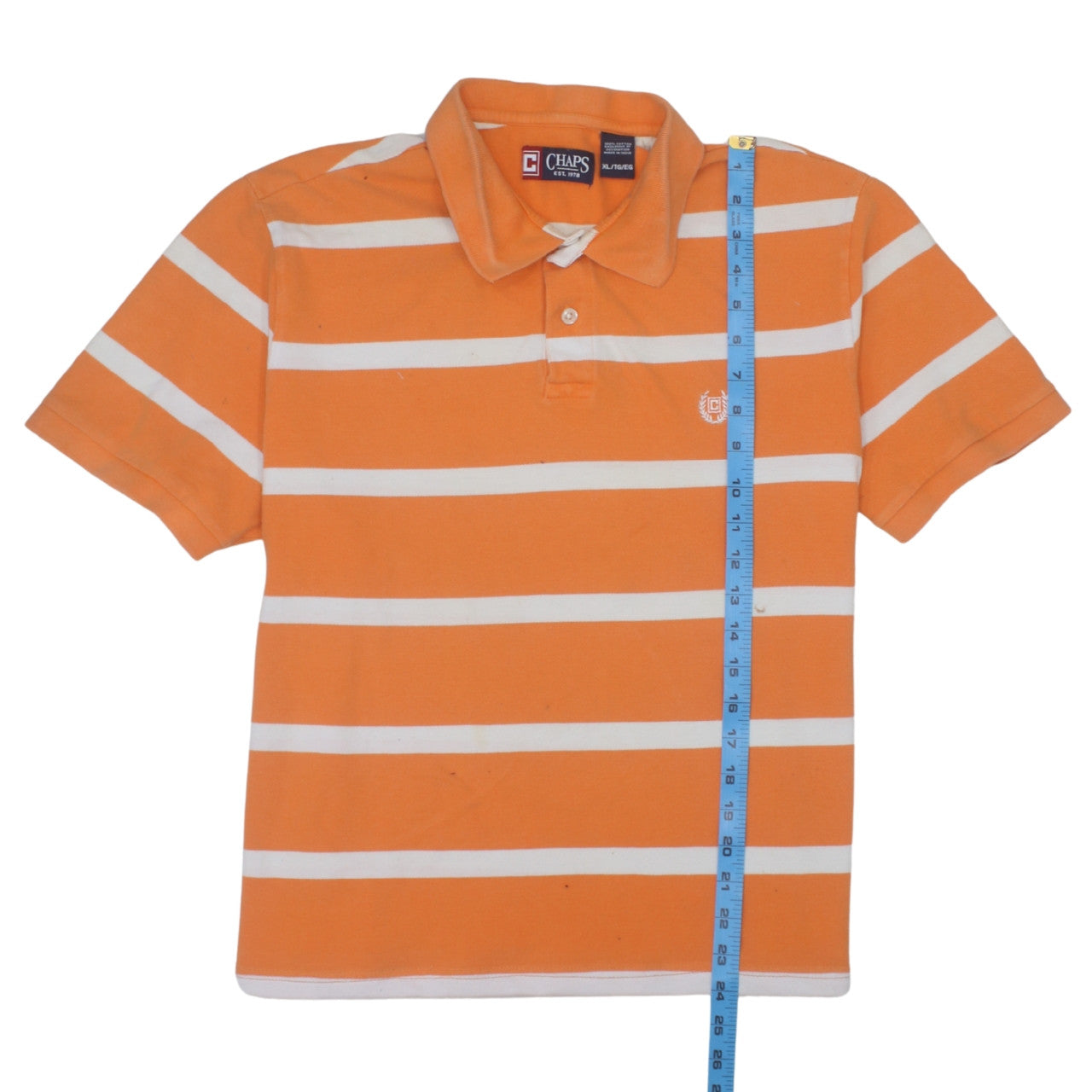 Chaps Men's Orange Striped Cotton Polo Shirt XL