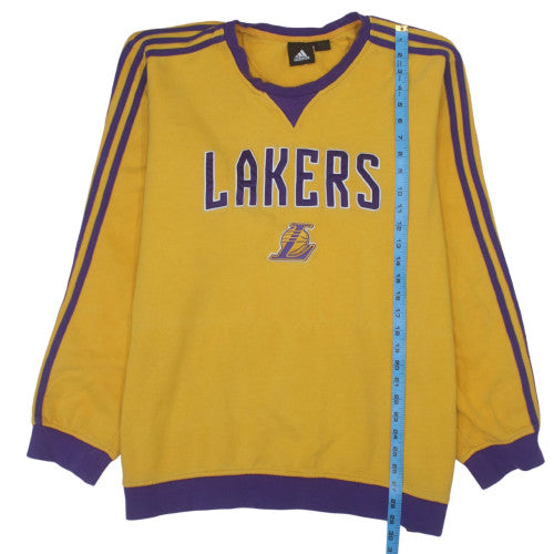 Adidas Men’s Yellow Lakers Pullover Sweatshirt XL Logo Sportswear