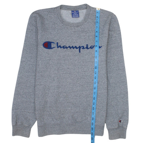 Champion Men's Grey Crew Neck Logo Sweatshirt Size S
