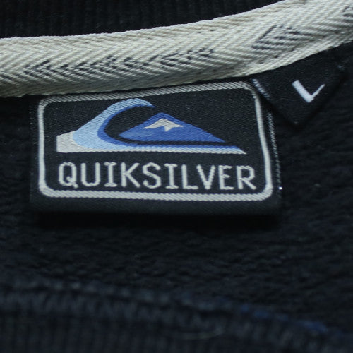 Quiksilver Mens Black Green Embroidered Logo Sweatshirt L
