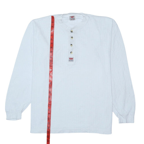 Levi's Men's White Henley Long Sleeve Vintage Cotton Sweatshirt M