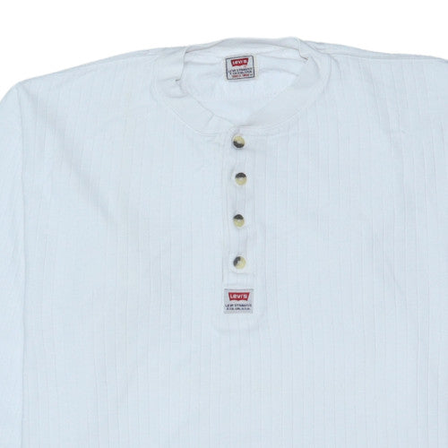 Levi's Men's White Henley Long Sleeve Vintage Cotton Sweatshirt M