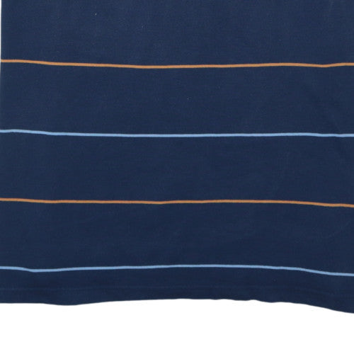 Chaps Men's Navy Blue Striped Cotton Polo Shirt XL Classic Fit