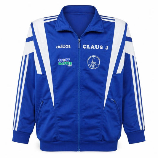 Adidas Men Blue Full Zip Retro Track Sweatshirt L Sports Logo