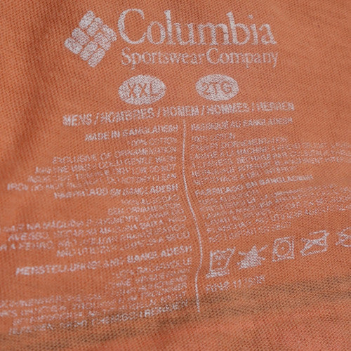 Columbia Men’s Orange Cotton PFG Graphic T-Shirt 2XL Regular Fit