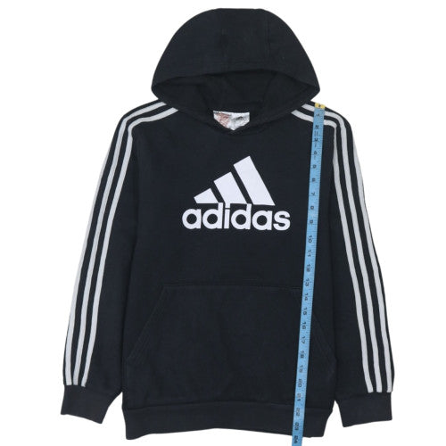 Adidas Boys Black 13-14 Years Pullover Hoodie with Logo Detail