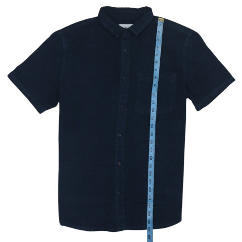 Quiksilver Men's Blue Cotton Short Sleeve Button-Up Shirt M