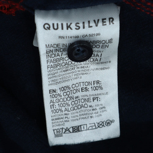 Quiksilver Men's Blue Cotton Short Sleeve Button-Up Shirt M