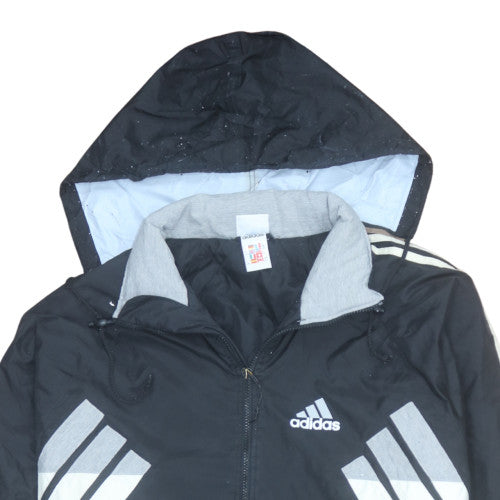 Adidas Men's Black L Lined Hooded Sports Windbreaker Jacket