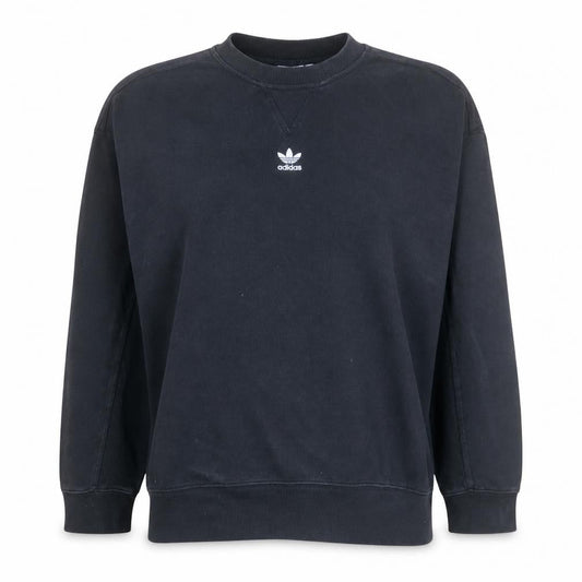 Adidas Womens Black Crew Neck Pullover Sweatshirt UK 16 Lined Cotton Blend