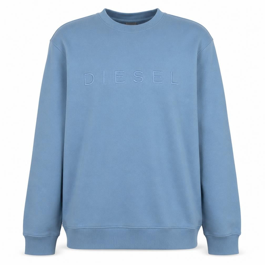 Diesel Men's Blue XL Pullover Sweatshirt Embroidered Logo Crew Neck