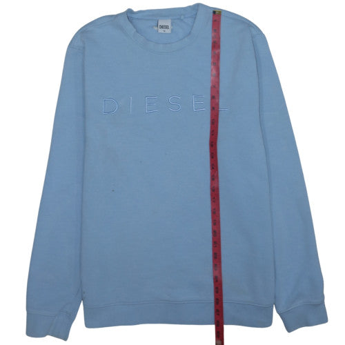 Diesel Men's Blue XL Pullover Sweatshirt Embroidered Logo Crew Neck