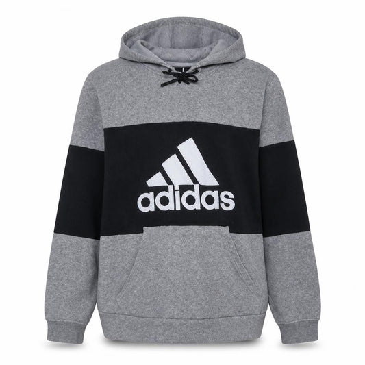 Adidas Men's Grey Black Pullover Hoodie Regular Fit Size M