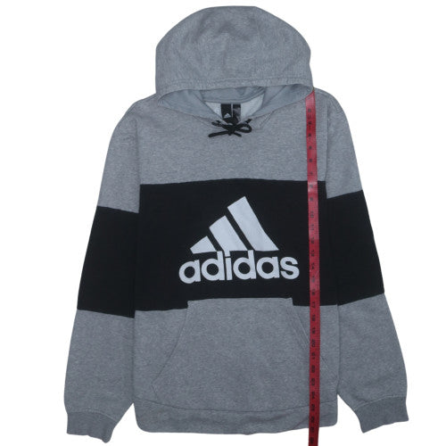 Adidas Men's Grey Black Pullover Hoodie Regular Fit Size M