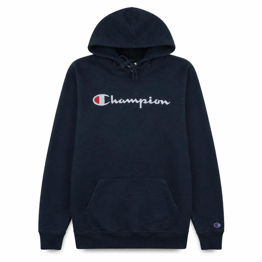 Champion Womens Navy Pullover Hoodie L Cotton Blend Logo Sweatshirt