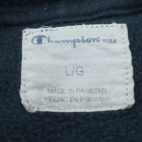 Champion Womens Navy Pullover Hoodie L Cotton Blend Logo Sweatshirt