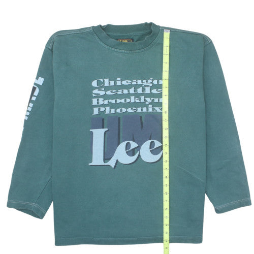 Lee Men's Green Long Sleeve Pullover Sweatshirt L Vintage Graphic